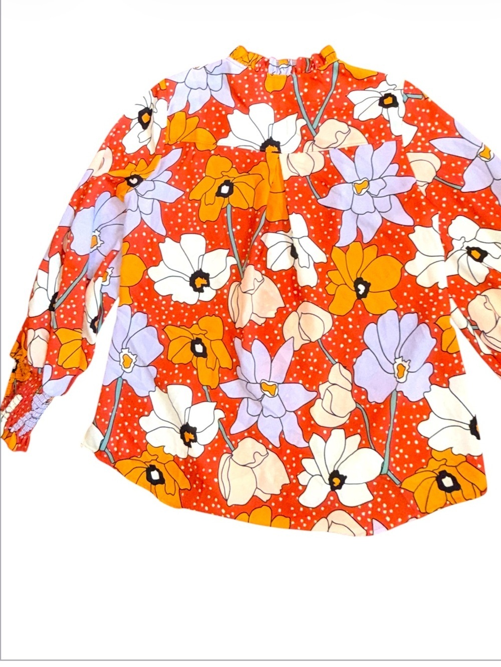 Crosby by Mollie Burch Dopamine Floral Button Front Blouse Balloon Long Sleeves - Picture 12 of 13